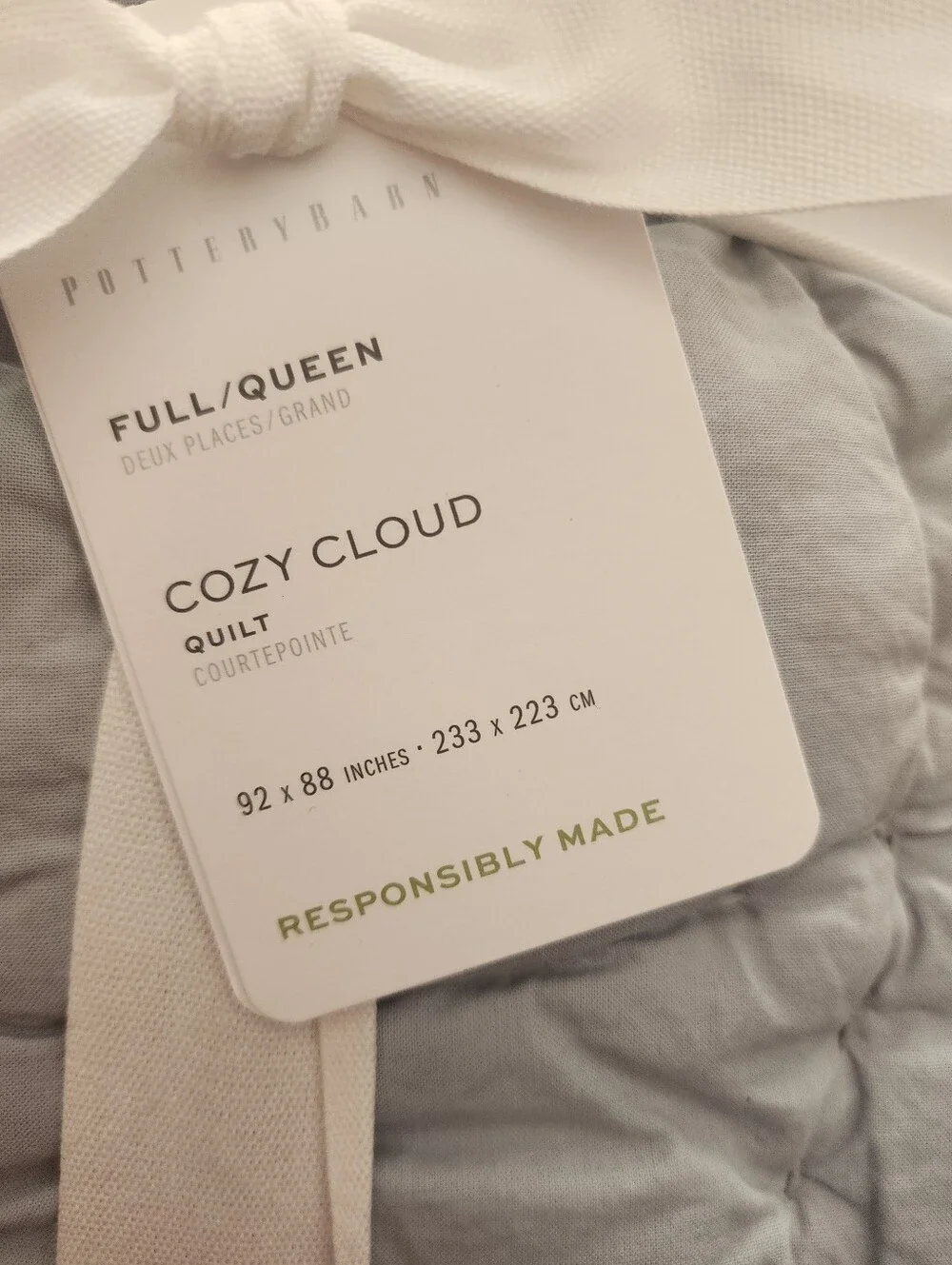 Pottery Barn Chambray Blue Quilted Cotton Coverlet